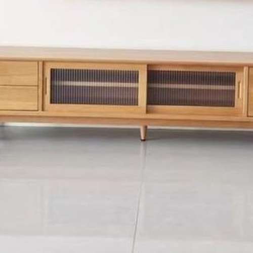 Retro solid wood glass TV cabinet