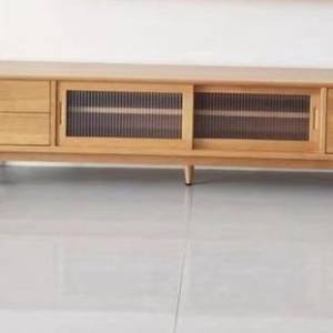 Retro solid wood glass TV cabinet