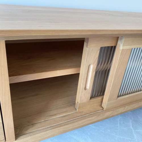 Retro solid wood glass TV cabinet