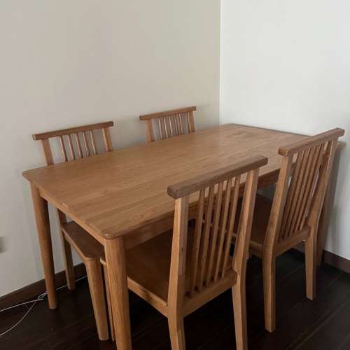 Small solid wood dining table + 4 chairs