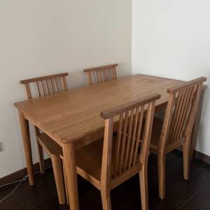 Small solid wood dining table + 4 chairs