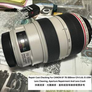 Repair Cost Checking For CANON EF 70-300mm f/4-5.6L IS USM Lens Crash / ERR 01