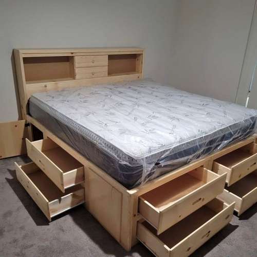 Solid wood storage bed抽屜儲物床