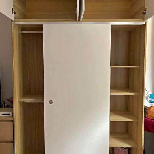 Wardrobe with top cabinet and sliding door