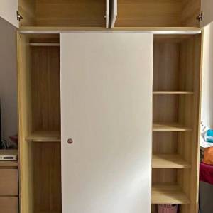 Wardrobe with top cabinet and sliding door