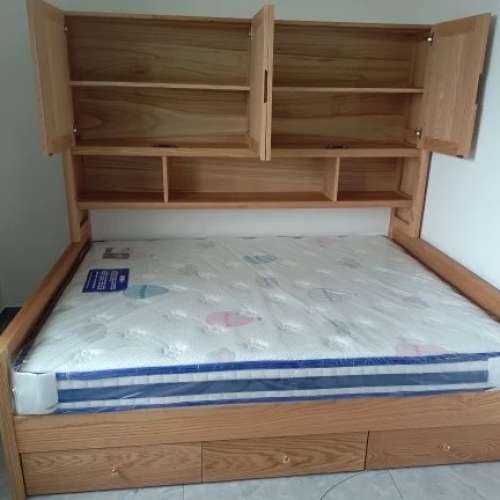 衣櫃書架一體式實木床