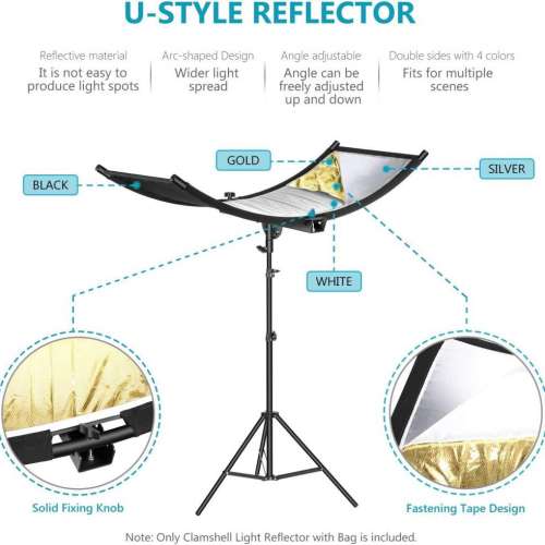 NEEWER 100 x 45 cm Clamshell Black / White / Gold / Silver Light Reflector