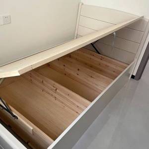 Small size solid wood bed with side opening hydraulic bed