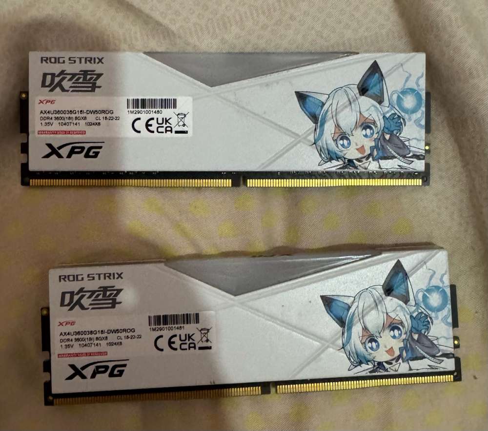 XPG ROG STRIX 吹雪 RGB 16GB DDR4 3600 XPG DDR4 D60G RGB 16GB (2x8GB) 3600MHz PC4-28800 CL18-22-22