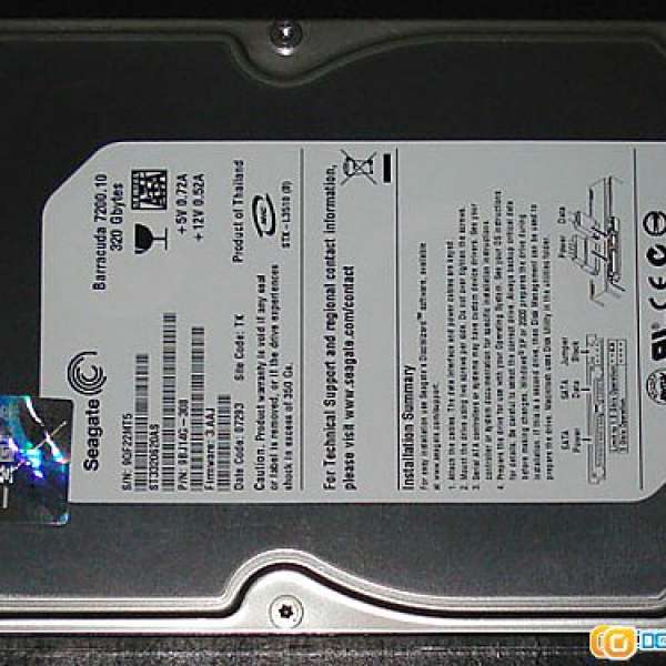 賣絕版 Seagate 3.5" SATA II Desktop PC Harddisk - ST3320620AS