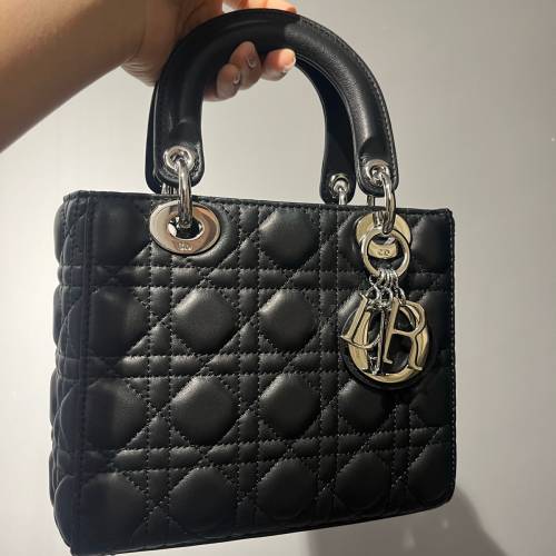 Lady Dior Handbag small size black silver  4格黑銀戴妃包