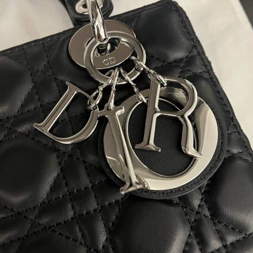 Lady Dior Handbag small size black silver  4格黑銀戴妃包