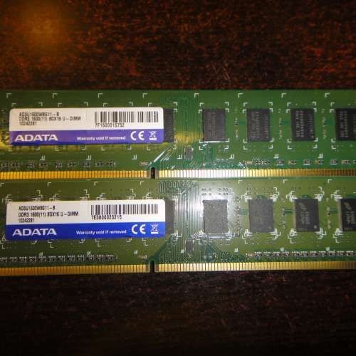 Desktop Ram A-Data  8GBx2 DDR3 1600  共16GB