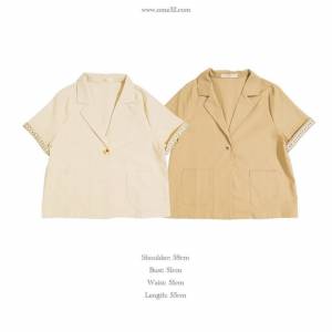 OME32 刺繡條反袖棉麻外套 (原價$500)