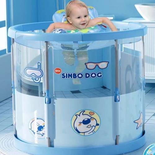 嬰兒游泳桶家用寶寶游泳池室內加厚可折叠透明浴盆洗澡桶