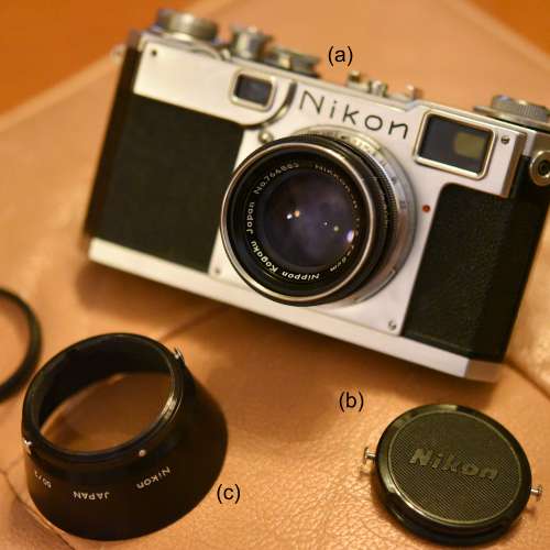 新淨Nikon S2菲林旁軸機配Nikkor 5cm鏡及罕有遮光罩