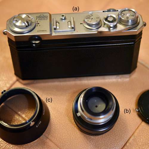 新淨Nikon S2菲林旁軸機配Nikkor 5cm鏡及罕有遮光罩