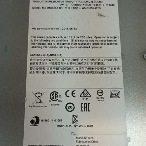 WS-C3650-48TQ-E Catalyst 3650 Switch Cisco