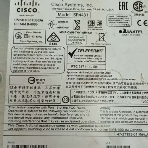 Cisco 4400 Series ISR4431/K9 Integrated Service Router
