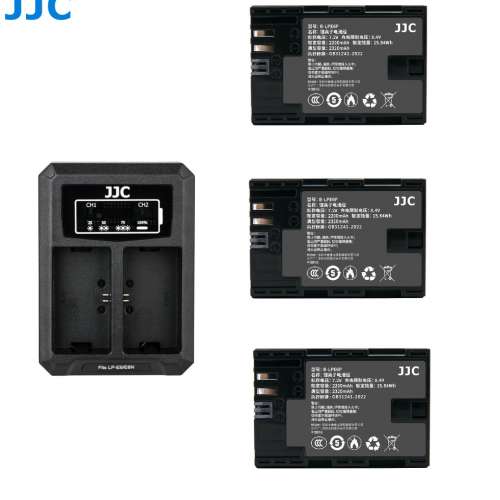JJC B-LPE6P Lithium-ion Battery With LCD Diaplay USB Dual Battery Charger
