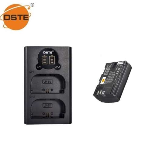 DSTE LP-E6P Rechargeable Lithium-ion Battery With LCD Display Dual USB-C Charger