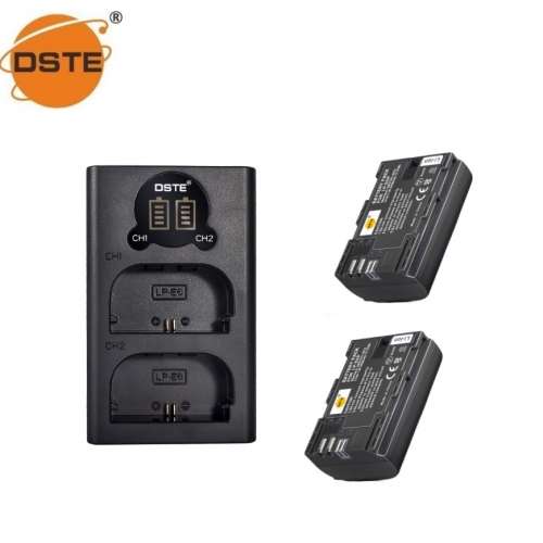 DSTE LP-E6P Rechargeable Lithium-ion Battery With LCD Display Dual USB-C Charger