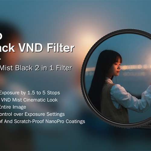 NanoPro Mist Black Variable ND Filter 1/8 黑柔焦連可調減光濾鏡 For ZEISS ZE S...
