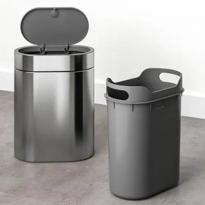 IKEA 全新按壓式不銹鋼垃圾桶BROGRUND