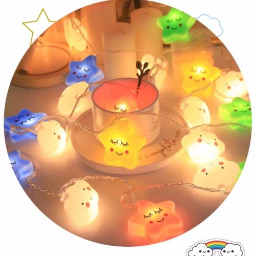 【全新】雲朵星星百日宴裝飾燈彩燈串燈兒童公主房間佈置裝飾露營氣氛燈