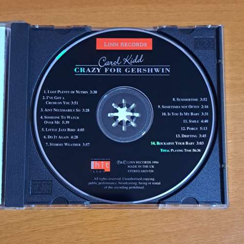CAROL KIDD CRAZY FOR Gershwin (代友售）