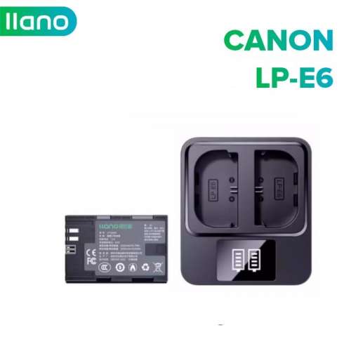LLANO Canon LP-E6 Fully Decoded Lithium-Ion Battery Pack With LCD Display