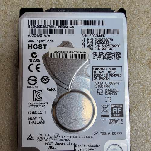HGST ITB 2.5" 有黃燈