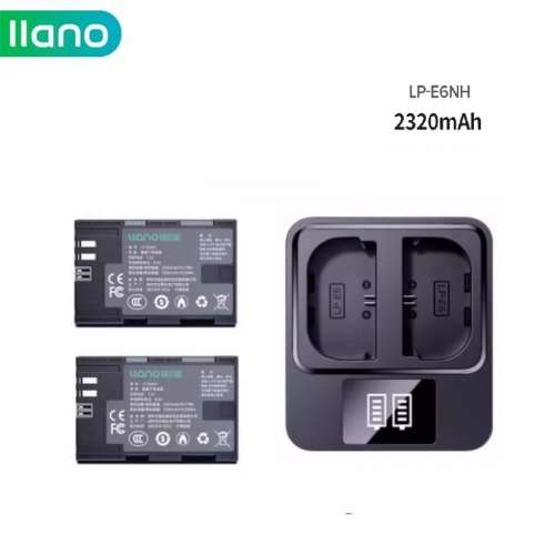 LLANO Canon LP-E6NH Fully Decoded Lithium-Ion Battery Pack With LCD Charger