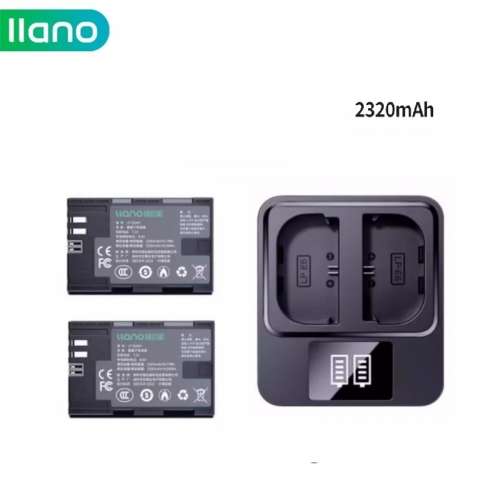 LLANO LP-E6P Rechargeable Lithium-ion Battery With LCD Dual USB-C Charger (2320)