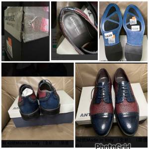 ANTONY SANDER 男裝啡/藍色色真皮皮鞋 42號Made in Italy （全新）（原價$1990 ）