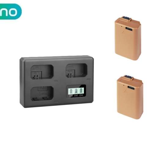 LLANO NP-FW50 Built-In USB-C Charging Battery With  Three-Bay Battery Charger