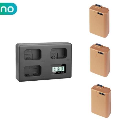 LLANO NP-FW50 Built-In USB-C Charging Battery With  Three-Bay Battery Charger