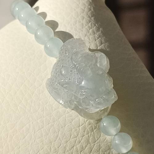 🎀緬甸天然A貨冰膠翡翠金蟾手串🎀