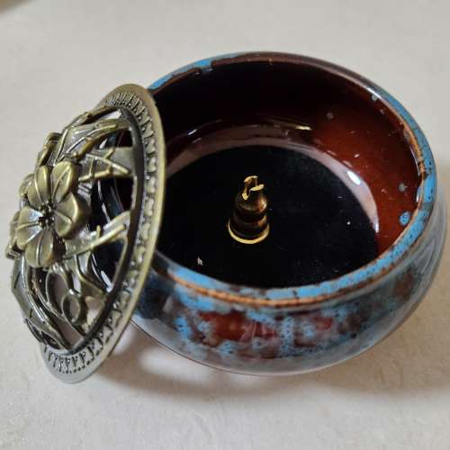 全新變幻藍色陶瓷香爐連防火棉及香插