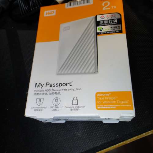 全新 WD - My Passport 2TB 可攜式硬碟 (白色) (WDBYVG0020BWT-CESN)