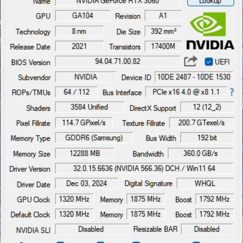 $1350 95% 有盒 有保養 NEW INNO3D RTX3060 TWIN X2 12GB LHR