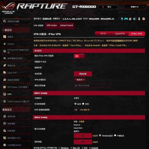 ASUS ROG Rapture GT-AX6000 雙頻 WiFi 6 (802.11ax) 電競路由器