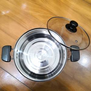 Aeon Stainless Steel 4 L Cooking Pot & Pan, with glass lid, 23.5 x 11 cm