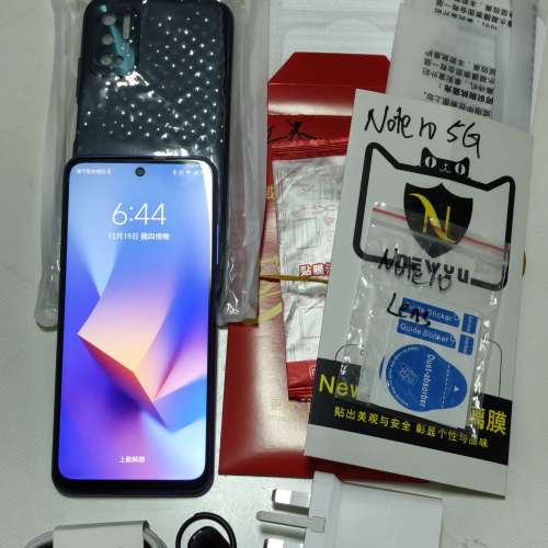 95%新 Redmi紅米 Note 10 5G (6G+128G, 送Jabra通話藍芽耳機, 全新仿皮套及6張保護...