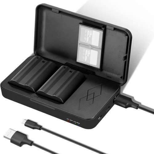 Neewer EN-EL15c Batteries and Micro-USB + USB-C Charger Kit 代用鋰電池連充電...