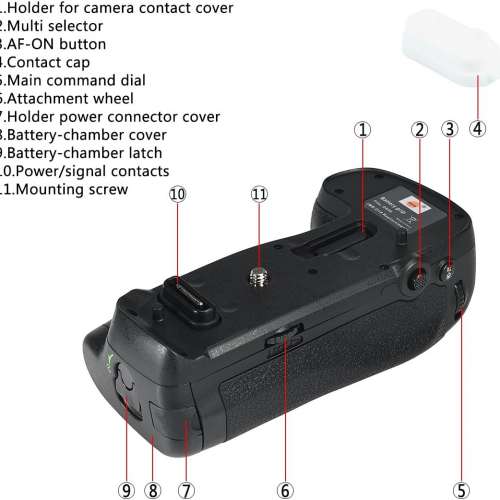 DSTE MB-D18 Vertical Battery Grip With EN-E18D Battery, MH-26 Smart Charger