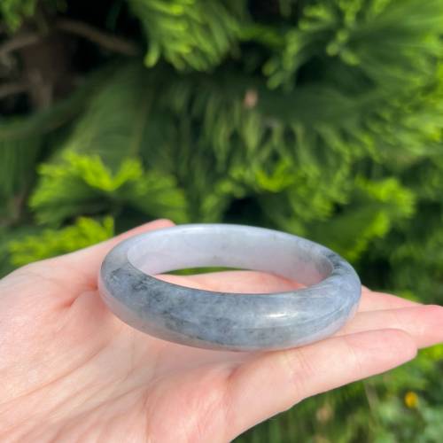 翡翠｜天然緬甸翡翠A貨紫底烏雞手鐲58圏 （附證書）