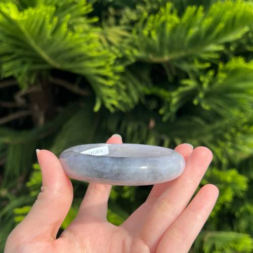 翡翠｜天然緬甸翡翠A貨紫底烏雞手鐲58圏 （附證書）