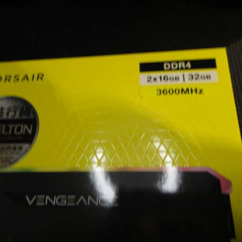 全新 海盜船 VENGEANCE RGB RS D4-3600 16GBx2