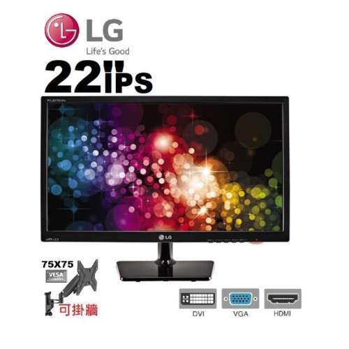 電腦顯示器 22" 吋 LG 1080P IPS224 LED mon IPS IPS224V LG顯示器 22 顯示器 moni...